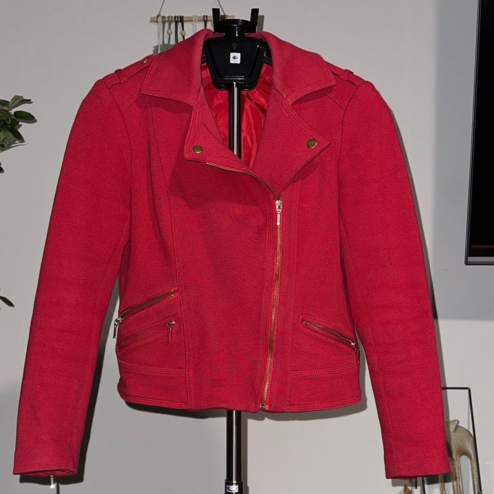 INC International Concepts Red Cotton Jacket with Gold Accents